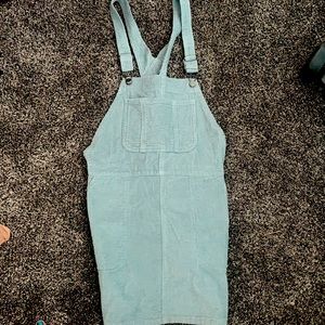Mint green floral material overall dress! Size YL